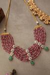 Shop_Paisley Pop_Pink Floral Polki Necklace _at_Aza_Fashions