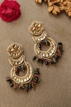 Shop_Paisley Pop_Multi Color Pearls, Stones Multicolored Kundan Earrings _at_Aza_Fashions
