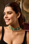 Paisley Pop_Mint Kundan Choker Necklace _Online_at_Aza_Fashions