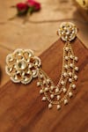 Shop_Paisley Pop_Gold Plated Pearls Floral Kundan Ring _at_Aza_Fashions