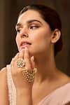 Buy_Paisley Pop_Gold Plated Pearls Floral Kundan Ring _Online_at_Aza_Fashions