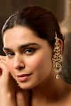 Buy_Paisley Pop_Gold Plated Pearls, Stones Kundan Statement Earrings _at_Aza_Fashions