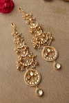 Shop_Paisley Pop_Gold Plated Pearls, Stones Kundan Statement Earrings _Online_at_Aza_Fashions