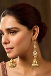 Buy_Paisley Pop_Green Pearls, Stones Kundan Jhumka Dangler Earrings _at_Aza_Fashions