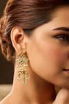 Buy_Paisley Pop_Mint Pearls, Stones Kundan Earrings _at_Aza_Fashions