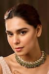 Paisley Pop_Green Designer Mother Of Pearl Choker Necklace _Online_at_Aza_Fashions