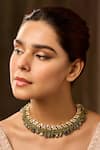 Shop_Paisley Pop_Green Designer Mother Of Pearl Choker Necklace _Online_at_Aza_Fashions