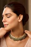 Buy_Paisley Pop_Green Designer Mother Of Pearl Choker Necklace _at_Aza_Fashions