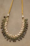 Paisley Pop_Green Designer Mother Of Pearl Choker Necklace _at_Aza_Fashions