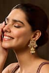 Buy_Paisley Pop_Green Pearls, Stones Kundan Jhumki Earrings _at_Aza_Fashions