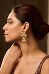 Paisley Pop_Green Pearls, Stones Kundan Jhumki Earrings _Online_at_Aza_Fashions