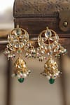 Shop_Paisley Pop_Green Pearls, Stones Kundan Jhumki Earrings _Online_at_Aza_Fashions