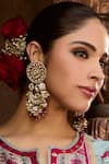 Queens Jewels_Gold Plated Stones, Pearls Suhana Gulnaar Polki Chandbaali Earrings _Online_at_Aza_Fashions