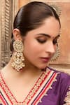 Buy_Queens Jewels_Gold Plated Stones, Pearls Suhana Gulnaar Polki Chandbaali Earrings _at_Aza_Fashions