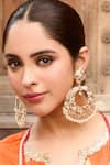 Shop_Queens Jewels_White Pearls Royal Jadau Chaandbali Earrings _at_Aza_Fashions