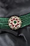 Queens Jewels_Green Royal Emerald Beaded Choker _at_Aza_Fashions