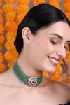 Buy_Queens Jewels_Green Royal Emerald Beaded Choker _at_Aza_Fashions