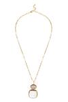 Queens Jewels_Ivory And Rose Quartz Dual-pendent Necklace _Online_at_Aza_Fashions