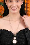 Shop_Queens Jewels_Ivory And Rose Quartz Dual-pendent Necklace _Online_at_Aza_Fashions