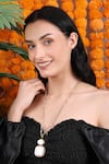 Buy_Queens Jewels_Ivory And Rose Quartz Dual-pendent Necklace _at_Aza_Fashions