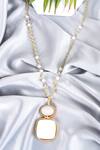 Shop_Queens Jewels_Ivory And Rose Quartz Dual-pendent Necklace _at_Aza_Fashions