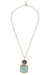 Queens Jewels_Blue Dual-tone Beaded Chain Pendant Necklace _Online_at_Aza_Fashions