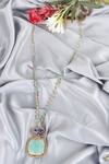 Shop_Queens Jewels_Blue Dual-tone Beaded Chain Pendant Necklace _at_Aza_Fashions