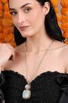Buy_Queens Jewels_Blue Dual-tone Beaded Chain Pendant Necklace _at_Aza_Fashions