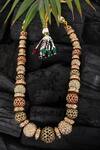 Shop_Queens Jewels_Gold Plated Traditional Gold-toned Beaded Necklace _at_Aza_Fashions