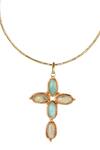 Queens Jewels_Blue Helen Cross Pendant _Online_at_Aza_Fashions