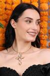 Buy_Queens Jewels_Blue Helen Cross Pendant _at_Aza_Fashions