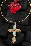 Shop_Queens Jewels_Blue Helen Cross Pendant _at_Aza_Fashions