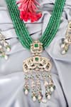 Buy_Queens Jewels_Emerald Green Beads, Pearls Heritage Jadau Necklace And Earrings Set 