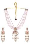 Queens Jewels_Pink Pearls, Gemstones Royal Jadau Necklace Set _Online_at_Aza_Fashions