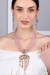Buy_Queens Jewels_Pink Pearls, Gemstones Royal Jadau Necklace Set _at_Aza_Fashions