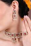 Queens Jewels_Red Faux Diamonds, Pearls, Gemstones Royal Ruby And White Choker Set _Online_at_Aza_Fashions