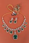 Shop_Queens Jewels_Gold Plated Stones Celina Kundan Necklace Set _at_Aza_Fashions