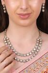 Buy_Queens Jewels_Gold Plated Stones Twin Layer Victorian Necklace Set _at_Aza_Fashions