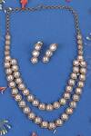 Shop_Queens Jewels_Gold Plated Stones Twin Layer Victorian Necklace Set _at_Aza_Fashions