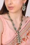 Queens Jewels_Green Emerald Kundan Necklace And Earring Set _at_Aza_Fashions
