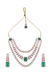 Queens Jewels_Green Stones, Crystals, Queen Vic Emerald And Ruby Kundan Set _Online_at_Aza_Fashions