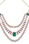 Buy_Queens Jewels_Green Stones, Crystals, Queen Vic Emerald And Ruby Kundan Set _Online_at_Aza_Fashions
