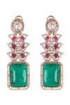 Shop_Queens Jewels_Green Stones, Crystals, Queen Vic Emerald And Ruby Kundan Set _Online_at_Aza_Fashions