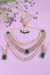 Shop_Queens Jewels_Green Stones, Crystals, Queen Vic Emerald And Ruby Kundan Set _at_Aza_Fashions