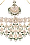 Queens Jewels_Green Pearls, Stones Royal Layered Kundan Choker Set _at_Aza_Fashions