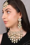 Queens Jewels_Green Pearls, Stones Royal Layered Kundan Choker Set _Online