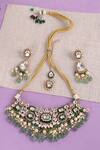 Queens Jewels_Green Stones, Beads Emerald Royale Bridal Kundan Set _Online