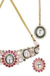 Shop_Queens Jewels_Multi Color Stones, Royal Multicolor Kundan Jewelry Set _Online_at_Aza_Fashions