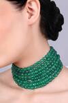 Queens Jewels_Green Emerald Radiance Multilayer Choker _at_Aza_Fashions