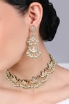 Buy_Queens Jewels_Multi Color Crystals, Beads Ariana Kundan Choker Set With Earrings _Online